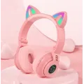 Детские беспроводные наушники STN-26 с кошачьими ушками c подсветкой и микрофоном Bluetooth c MicroSD