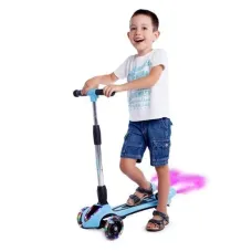 Детский трехколесный самокат с дымом, LED подсветкой колес и Bluetooth музыкой, Красный / голубой / розовый