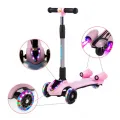 Детский трехколесный самокат с дымом, LED подсветкой колес и Bluetooth музыкой, Красный / голубой / розовый
