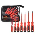 Диэлектрические отвертки Screwdriver Set для безопасной работы с электричеством ∙ Набор диэлектрических отверток в чехле Screwdriver Set 7 шт