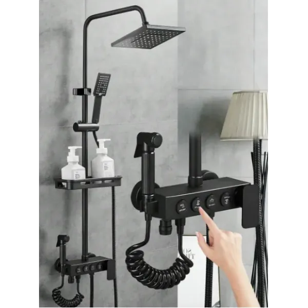 Душ в ванную из нержавеющей стали с тропическим душем с разными режимами работы ∙ Тропический душ с многофункциональным смесителем и биде (5261)