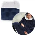 Двухсторонняя толстовка-плед Huggle Hoodie Blanket с капюшоном ∙ Синяя