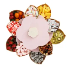 Двухъярусная менажница для фруктов, закусок, сладостей ∙ Тарелка - поднос с секциями, 2 яруса