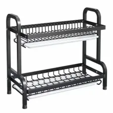 Двухъярусная сушилка для посуды LY-620 · Кухонная настольная металлическая стойка для сушки и хранения посуды