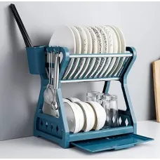 Двухъярусная сушилка для посуды XL-157 ∙ Кухонный органайзер из экопластика