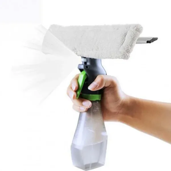Двусторонняя щётка для мытья окон стекол с распылителем Микрофифра + скребок водосгон Easy 3 in 1 Glass Spray Window Cleaner