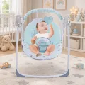 Детская электронная качеля для новорожденных X-644 зеленая • Укачивающий центр для малыша с автоматическим качанием, мелодиями и мягким сиденьем