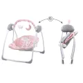 Детская электронная качеля для новорожденных X-645 розовая • Укачивающий центр для малыша с автоматическим качанием, мелодиями и мягким сиденьем
