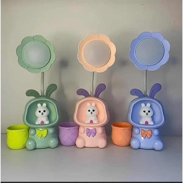 Детская настольная аккумуляторная LED лампа 3in1 Rabbit BLUE GREEN • Ночник с гибким USB-подсветкой для учебы и сна