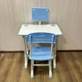 Дитяча парта VEN001 зі стільцем синя • Регульована шкільна парта VEN001 із похилою стільницею, шухлядою та підставкою для книг