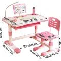 Детская парта со стулом регулируемая с лампой и подставкой для книг X-391 70×46 см розовая • Комплект растущая парта и стул для учебы, рисования и занятий дома • Детский стол со стулом для девочки