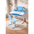 Детская парта со стулом регулируемая с лампой и подставкой для книг X-390 70×46 см синяя • Комплект растущая парта и стул для учебы, рисования и занятий дома • Детский стол со стулом для девочки