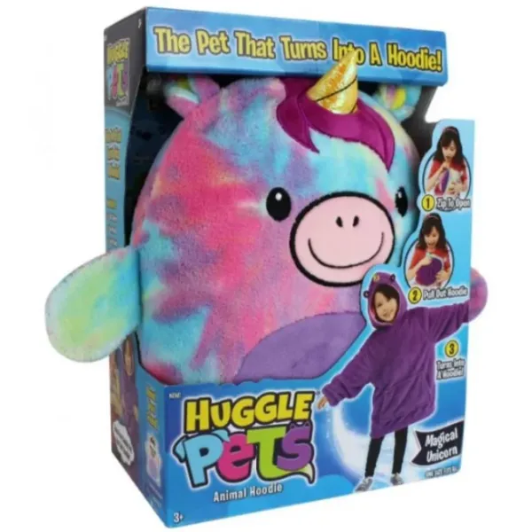 Детская толстовка – плед с рукавами Huggle Pets Hoodie для детей 3 в 1 · Подушка + Игрушка + Худи · Универсальный размер до 150 см