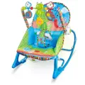 Детское кресло-качалка 68110-1 синий X-642 • Шезлонг-качалка для новорожденных с вибрацией, регулируемой спинкой, игрушками и ремнями безопасности