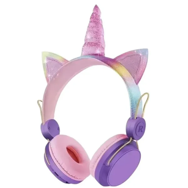 Детские беспроводные наушники Единорог ∙ Wireless headSet Unicorn AH-808 ∙ Bluetooth 5.0 ∙ USB ∙ HD звук ∙ Складные ∙ Регулируемый размер