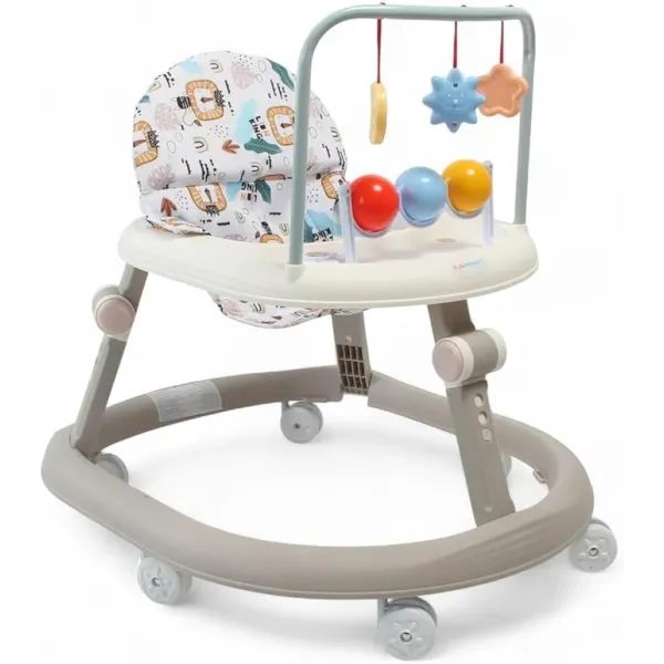 Детские ходунки бежевые музыкальные X-624 • Ходунки для малышей с регулировкой высоты, игровыми игрушками и колесами