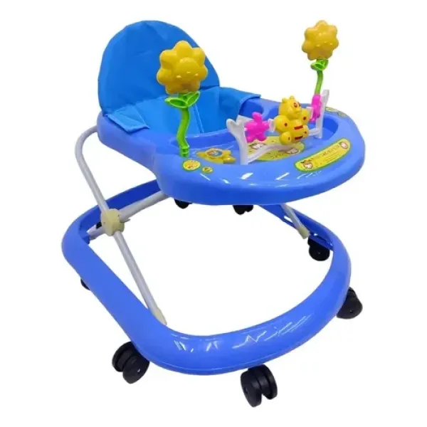 Детские ходунки голубые с пчелкой X-621 • Музыкальные ходунки для малышей с игровой панелью, регулировкой высоты и маневренными колесами