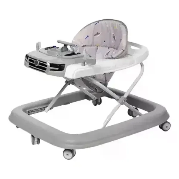 Детские ходунки-машинка серые X-620 • Складные ходунки для малышей с игровой панелью, регулировкой высоты и поворотными колесами