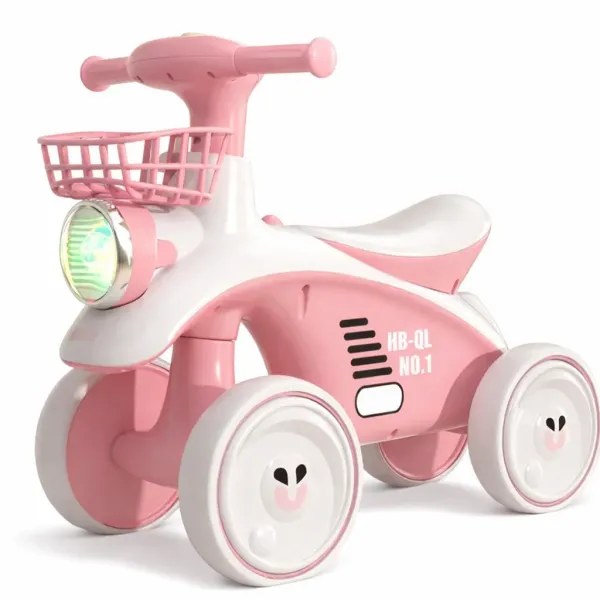 Детский 4-колесный беговел X-625 розовый со световыми и звуковыми эффектами • Беговел-каталка для малышей с устойчивой конструкцией, широкими колесами и защитой от опрокидывания