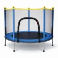 Детский батут 26X-89 140×120 см с защитной сеткой и 6 ножками синий • Игровой батут для детей 26X-89 для дома, дачи, двора, улицы и активных игр синий