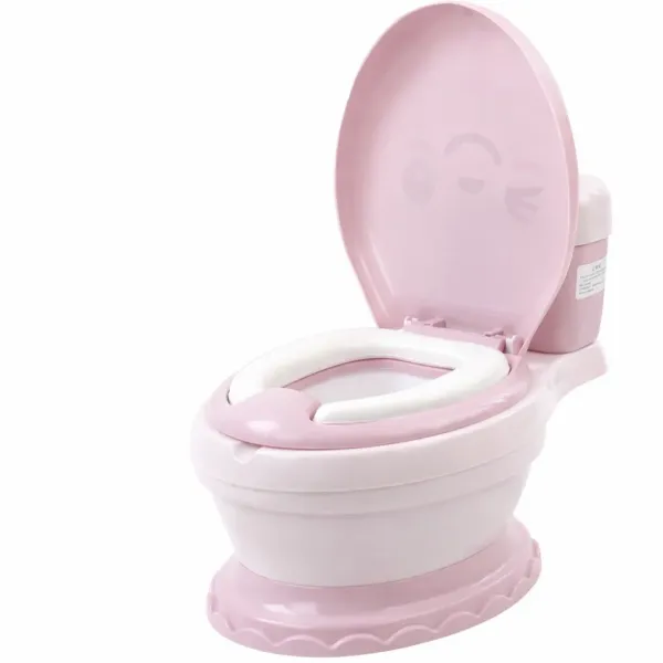 Детский горшок-унитаз с крышкой X-619 розовый • Горшок для приучения к туалету со съемной чашей и устойчивой конструкцией