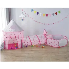 Детская игровая палатка 3 в 1 с туннелем и сухим бассейном ∙ Игровой замок – шатер домик для ребенка Детская игровая палатка 3 в 1 с туннелем и сухим бассейном ∙ Игровой замок – шатер домик для ребенка