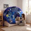 Детский игровой шатёр Shaoyundian 220x80 см для кровати с LED-подсветкой и пультом • Навес-палатка из полиэстера с космическим принтом для детской комнаты