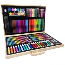 Детский художественный набор для рисования и творчества 220 предметов в деревянном чемоданчике Art Set Wood