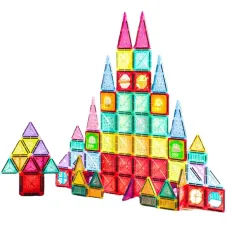 Детский конструктор D018 магнитные блоки • Развивающий детский набор из магнитных строительных плиток 3D 110 деталей