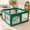 Детский манеж 150×150 см с 10 шариками зеленый • Игровой манеж для детей 150×150 см с комплектом из 10 шариков для дома