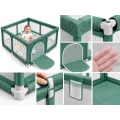 Детский манеж 150×150 см с 10 шариками зеленый • Игровой манеж для детей 150×150 см с комплектом из 10 шариков для дома
