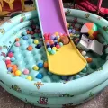 Детский надувной бассейн 130х90х45 см с пузырчатым дном и принтом • Прямоугольный бассейн для детей, дома, дачи и летнего отдыха