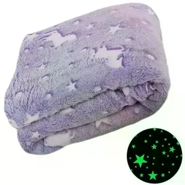 Детский плед Magic Blanket 150×120 см фиолетовый • Светящийся плед Magic Blanket 150×120 см со звездами и луной для сна и отдыха