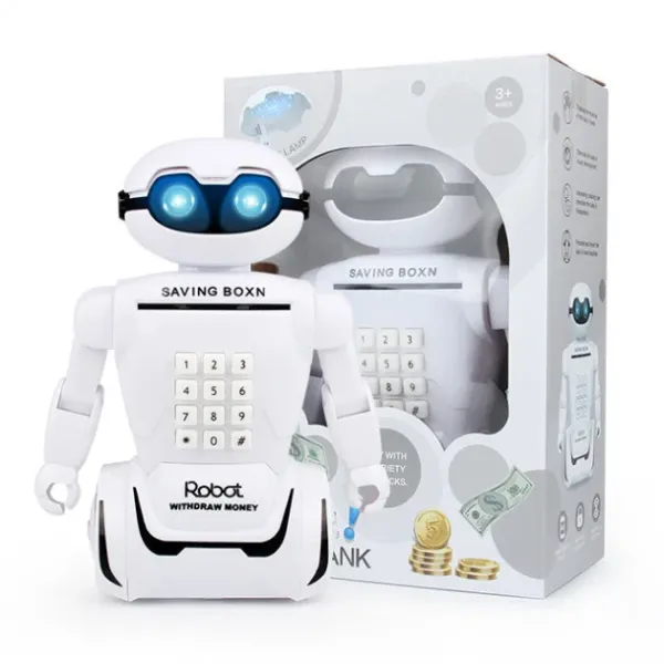Детский робот - сейф с кодовым замком и встроенной настольной лампой 3 в 1 Robot Piggy Bank
