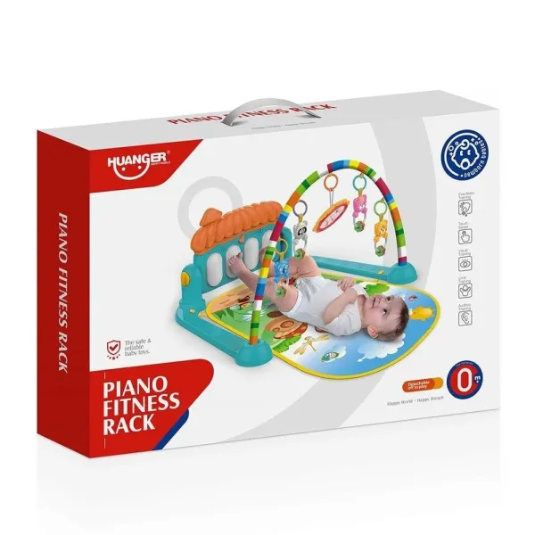 Детский развивающий игровой коврик Piano Fitness Rack X-646 с музыкальным пианино и подвесными игрушками • Коврик для новорожденных 3в1 для развития моторики, координации и сенсорики