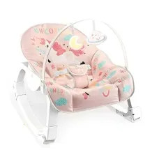 Детский шезлонг Happy Baby YK7007A разноцветный X-640 • Шезлонг-качели для новорожденных с вибрацией, регулируемой спинкой, дугой с игрушками и ремнями безопасности