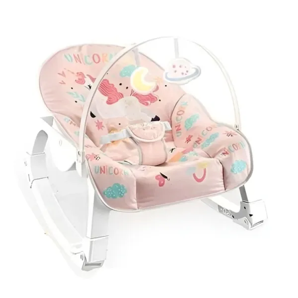 Детский шезлонг Happy Baby YK7007A разноцветный X-640 • Шезлонг-качели для новорожденных с вибрацией, регулируемой спинкой, дугой с игрушками и ремнями безопасности