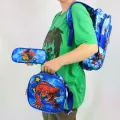 Детский школьный рюкзак 3 в 1 Человек-паук синий 43×20×31 см • Портфель для мальчика с пеналом и сумкой