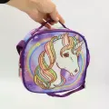 Детский школьный рюкзак для девочек с единорогом 3 в 1 NA-2 фиолетовый • Рюкзак портфель с пеналом и сумкой для школы