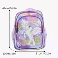 Детский школьный рюкзак для девочек с единорогом 3 в 1 NA-2 фиолетовый • Рюкзак портфель с пеналом и сумкой для школы