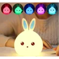 Детский светильник – ночник Зайчик LED Rabbit Soft Touch силиконовый со встроенным аккумулятором ∙ 7 режимов свечения
