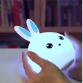 Детский светильник – ночник Зайчик LED Rabbit Soft Touch силиконовый со встроенным аккумулятором ∙ 7 режимов свечения