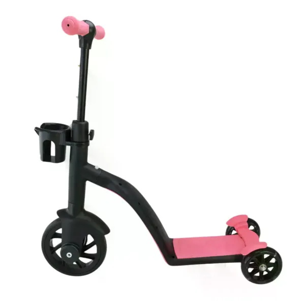 Детский трехколесный самокат-велобег-велосипед 3в1 SCO93 розовый • Самокат-беговел для малышей с сиденьем • Детский трансформер для прогулок и активного отдыха