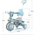 Детский трехколесный велосипед Baby Carriage 588 голубой с родительской ручкой • Велосипед-коляска Baby Carriage 588 для малышей с корзиной и козырьком