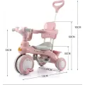 Дитячий триколісний велосипед Baby Carriage 588 рожевий з батьківською ручкою • Велосипед-коляска Baby Carriage 588 для малюків з кошиком і козирком
