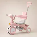 Дитячий триколісний велосипед Baby Carriage 588 рожевий з батьківською ручкою • Велосипед-коляска Baby Carriage 588 для малюків з кошиком і козирком
