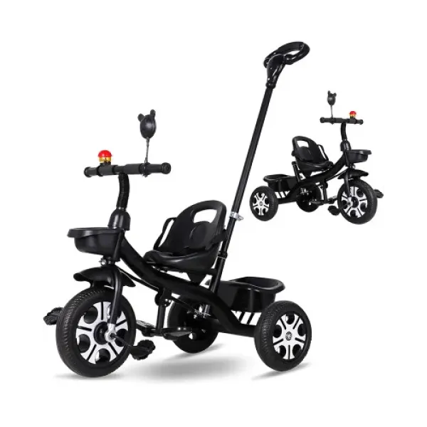 Детский трехколесный велосипед SCO82 черный, зеленый, белый • Трехколесный велосипед для детей для прогулок, катания и активного отдыха