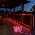 Дюралайт красный Rope-Lights SMD5050-R, 100 м, прозрачный провод • уличная светодиодная гирлянда от сети 220-240 В для праздничной подсветки фасадов, оград и витрин