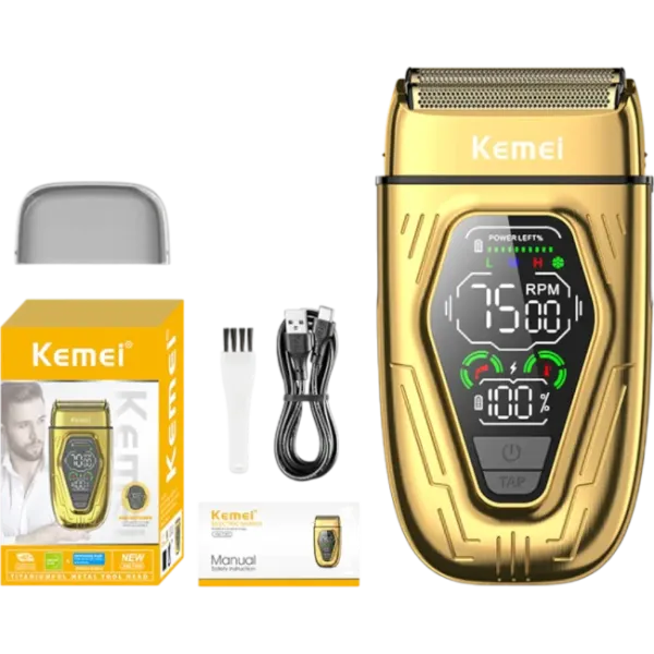 Електробритва шейвер AND KM-T417 чорна • Чоловіча акумуляторна бритва для обличчя, щетини, шиї, підборіддя та щоденного догляду