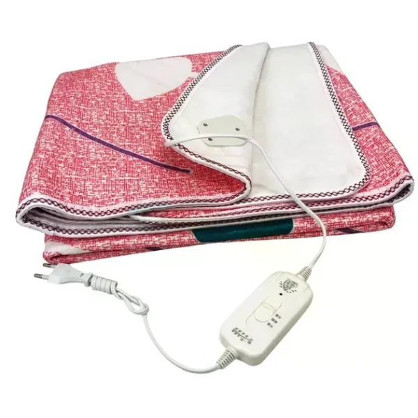 Електропростирадло Electric Blanket 7421 150×170 см з 2 режимами підігріву, рожеве із сердечками • Електричне простирадло Electric Blanket 7421 65/130 Вт з терморегулятором для ліжка